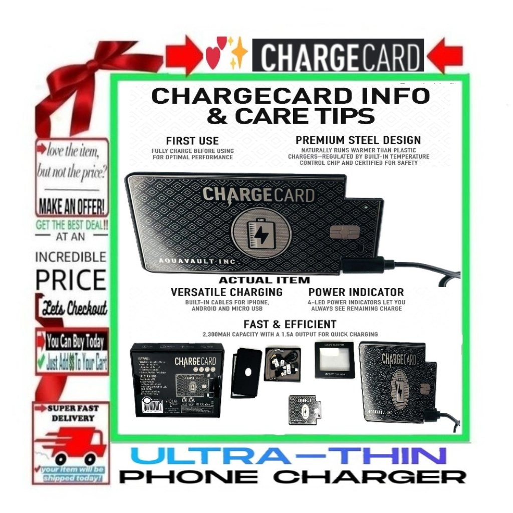 Chargecard Ultra Thin Phone Charger Emergency Power Bank Portablebuynow